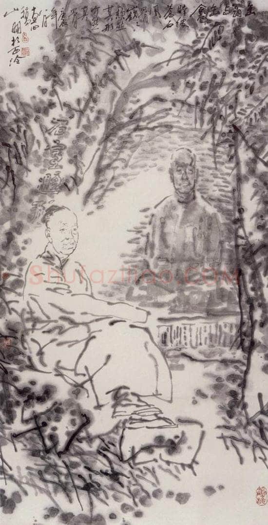 2000年 吴山明 《广场的风》 书画作品