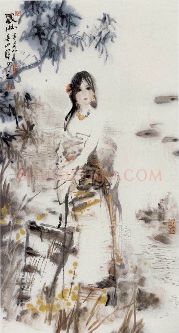 1989年 吴山明 《晨曲》 书画作品