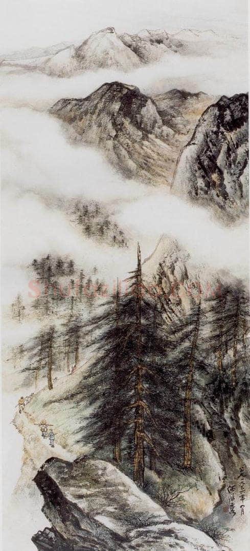 1956年 何海霞 森林勘探 书画作品