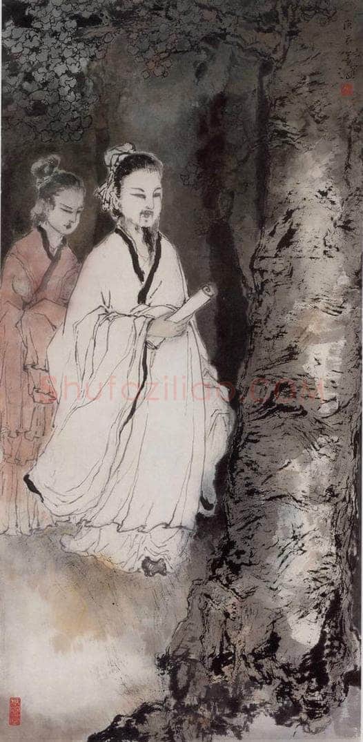 1988年 杨善深 《高士美人》 书画作品