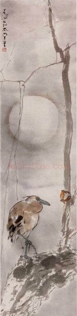 杨善深 《夜鹭红蟹》 书画作品