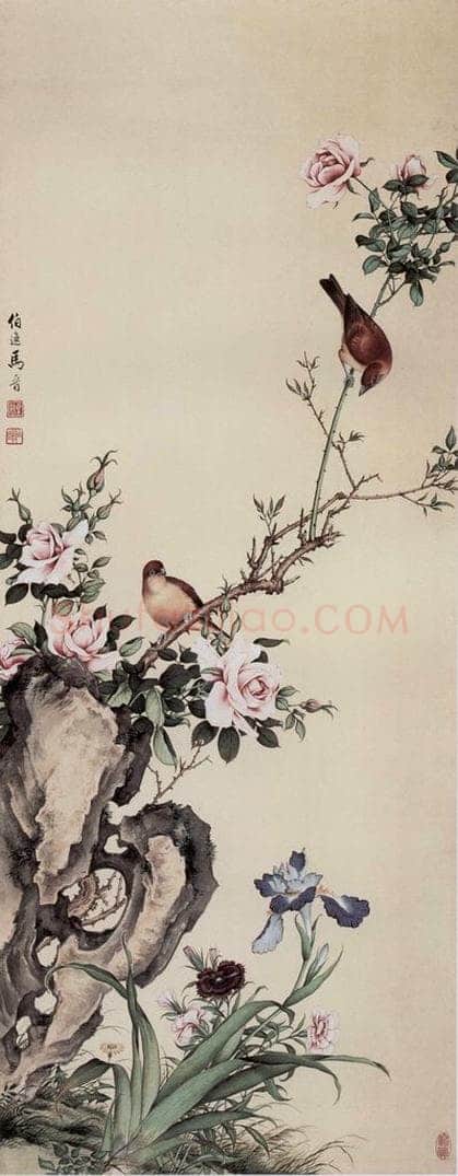 1963年 马晋 《工笔花鸟》 书画作品