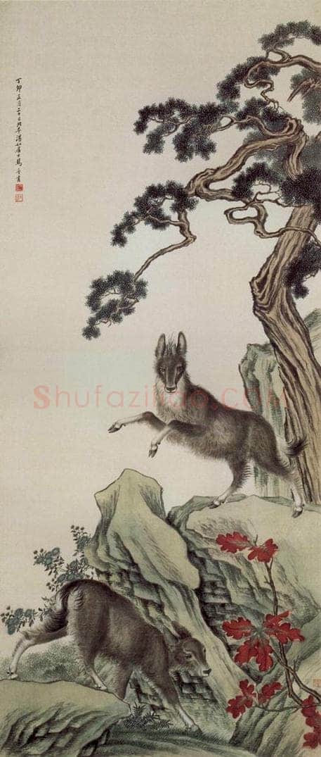 1927年 马晋 《双羚》 书画作品