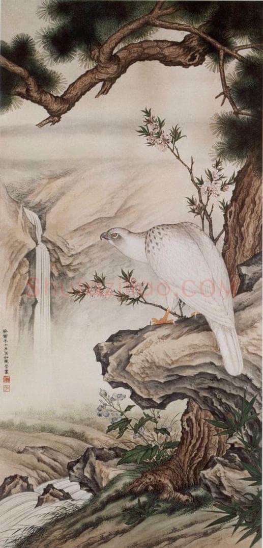 1933年 马晋 《苍松白鹰》 书画作品