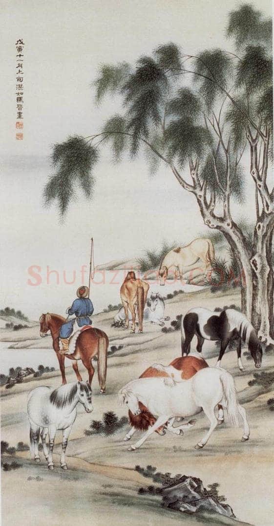 1938年 马晋 《放牧图》 书画作品