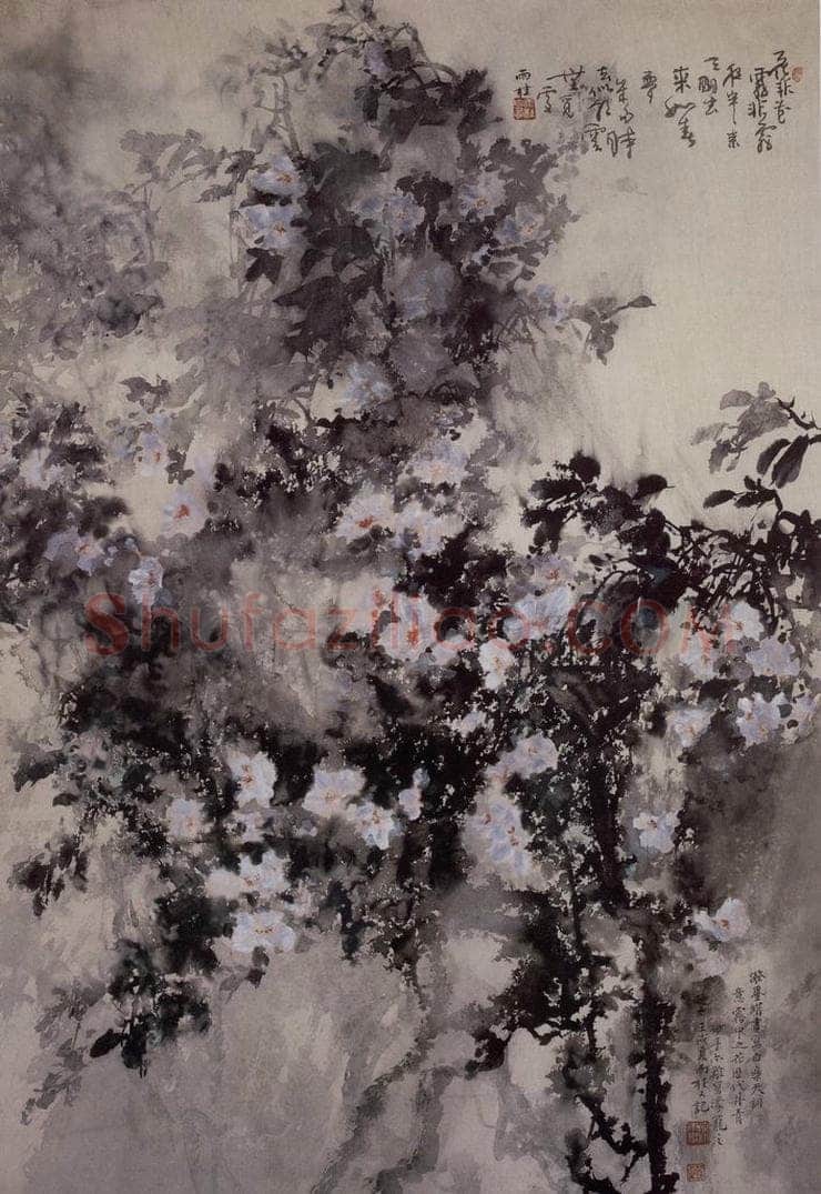 近现代 宋雨桂 《雾花》 书画作品