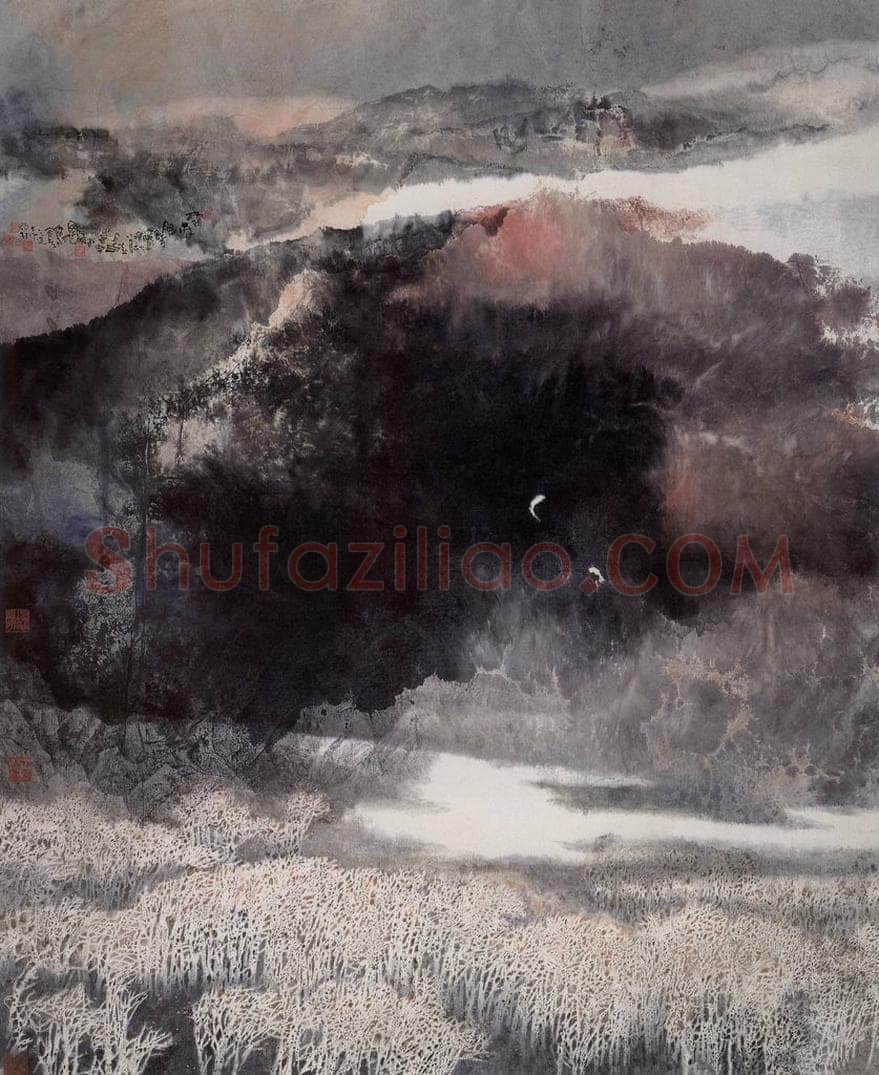 近现代 宋雨桂 《霜林晚晴》 书画作品
