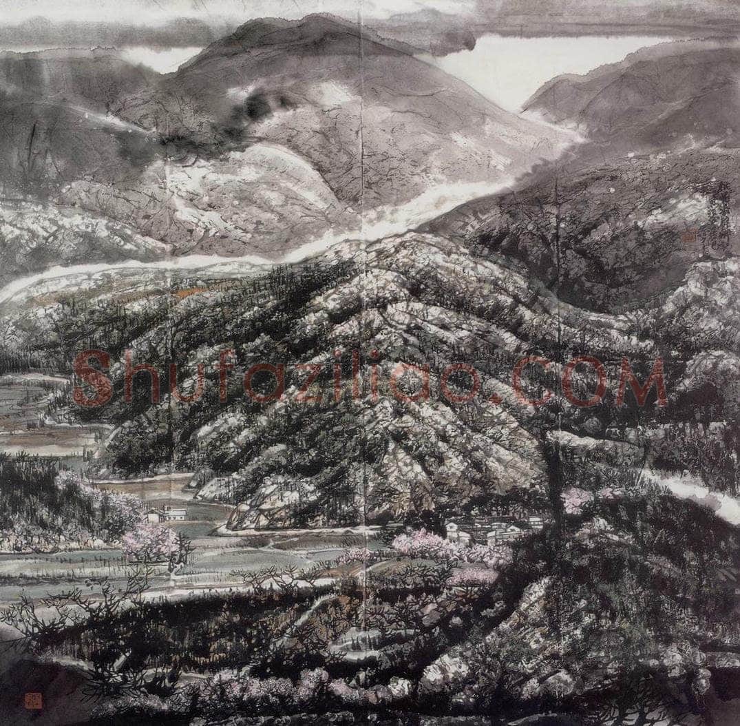  王晋元 《桃花染僻乡》 书画作品