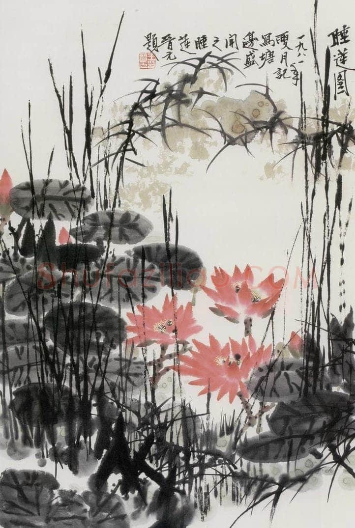 1981年 王晋元 《睡莲》 书画作品