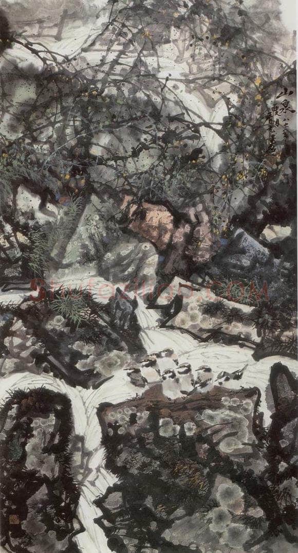 1987年 王晋元 《山泉》 书画作品