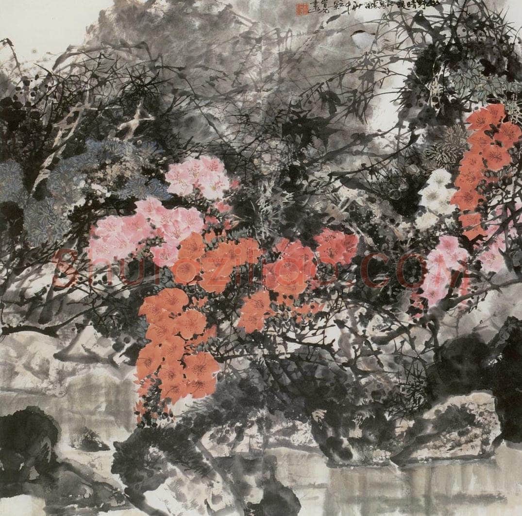 1987年 王晋元 《山野晴暖》 书画作品