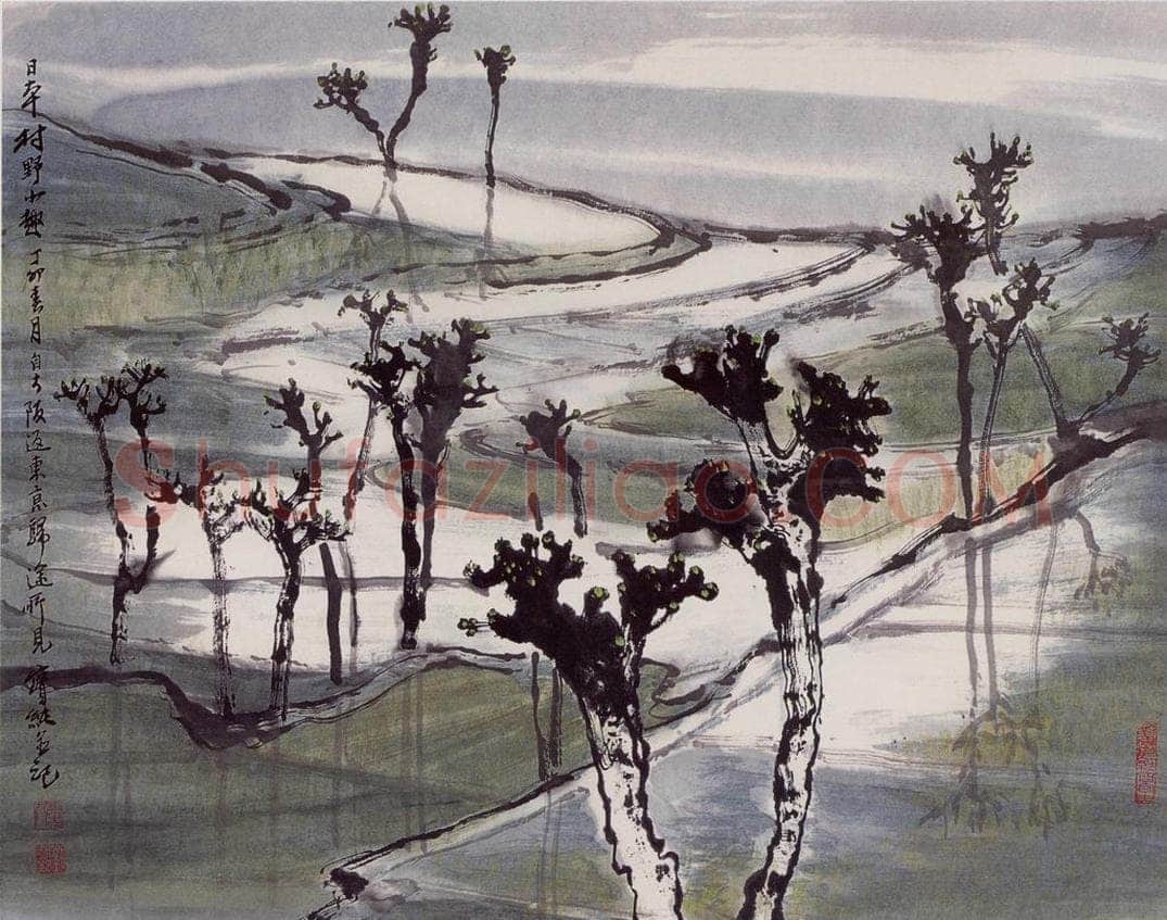 1987年 刘宝纯 《日本村野小趣》 书画作品