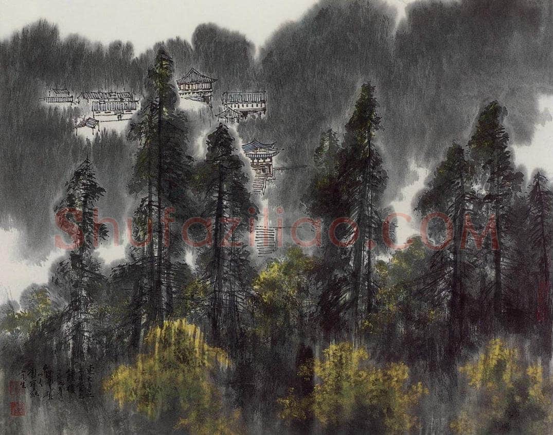 1987年 刘宝纯 《东大寺远眺》 书画作品