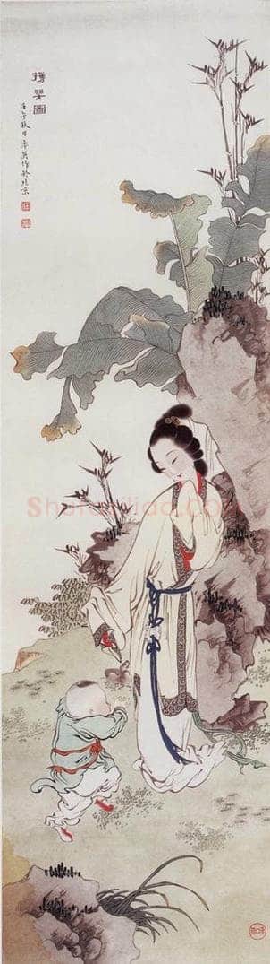 1942年 任率英 《携婴图》 书画作品