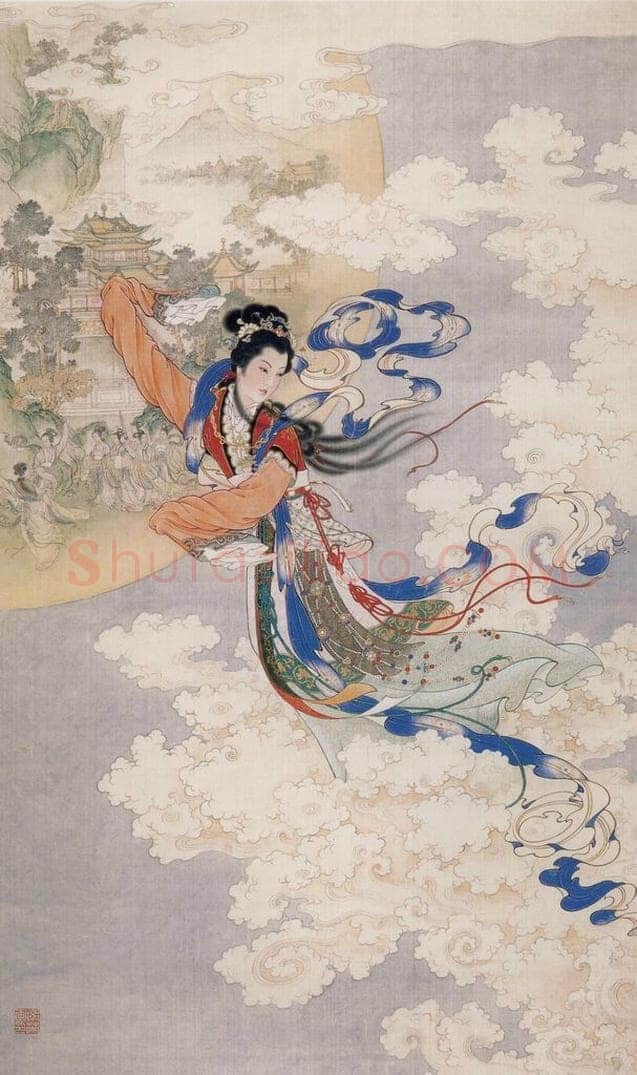 1955年 任率英 《嫦娥奔月》 书画作品