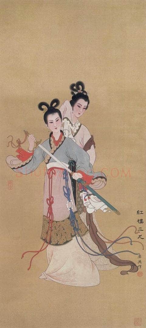 1980年 任率英 《红楼二尤》 书画作品