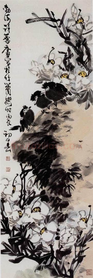 1976年 许麟庐 白茶花 书画作品
