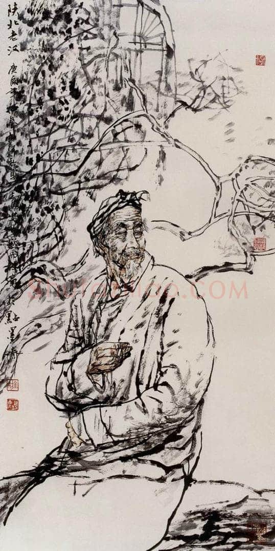 2000年 杜滋龄 《陕北老汉》 书画作品