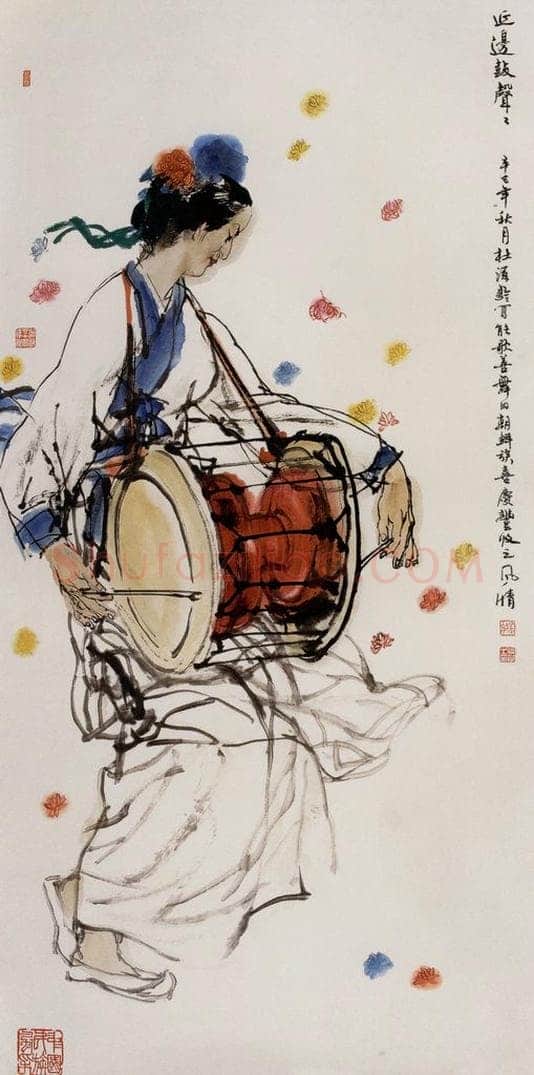 2002年 杜滋龄 《延边鼓声声》 书画作品