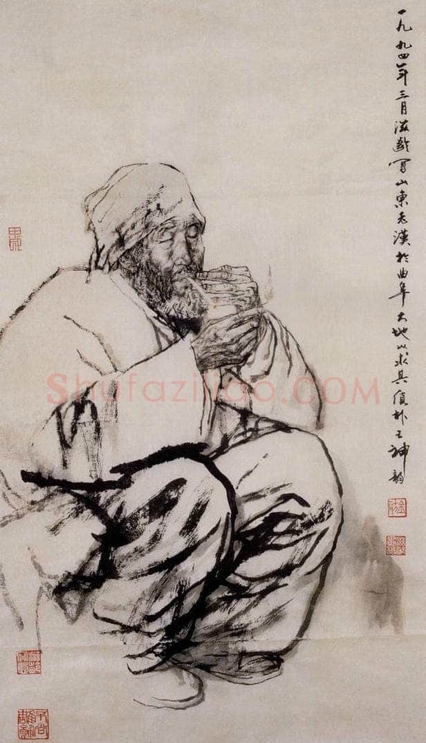 1994年 杜滋龄 《山东老汉》 书画作品