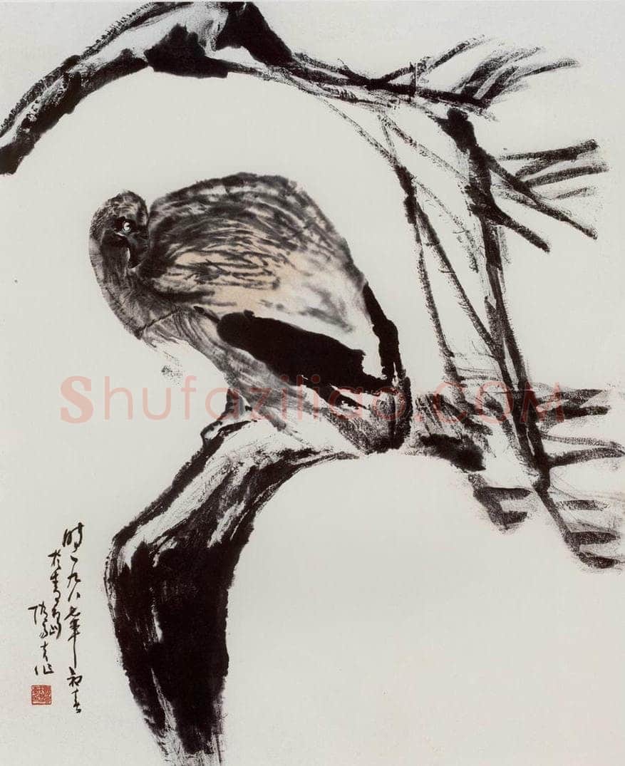 1987年 隋易夫 《回眸一顾百鸟惊》 书画作品