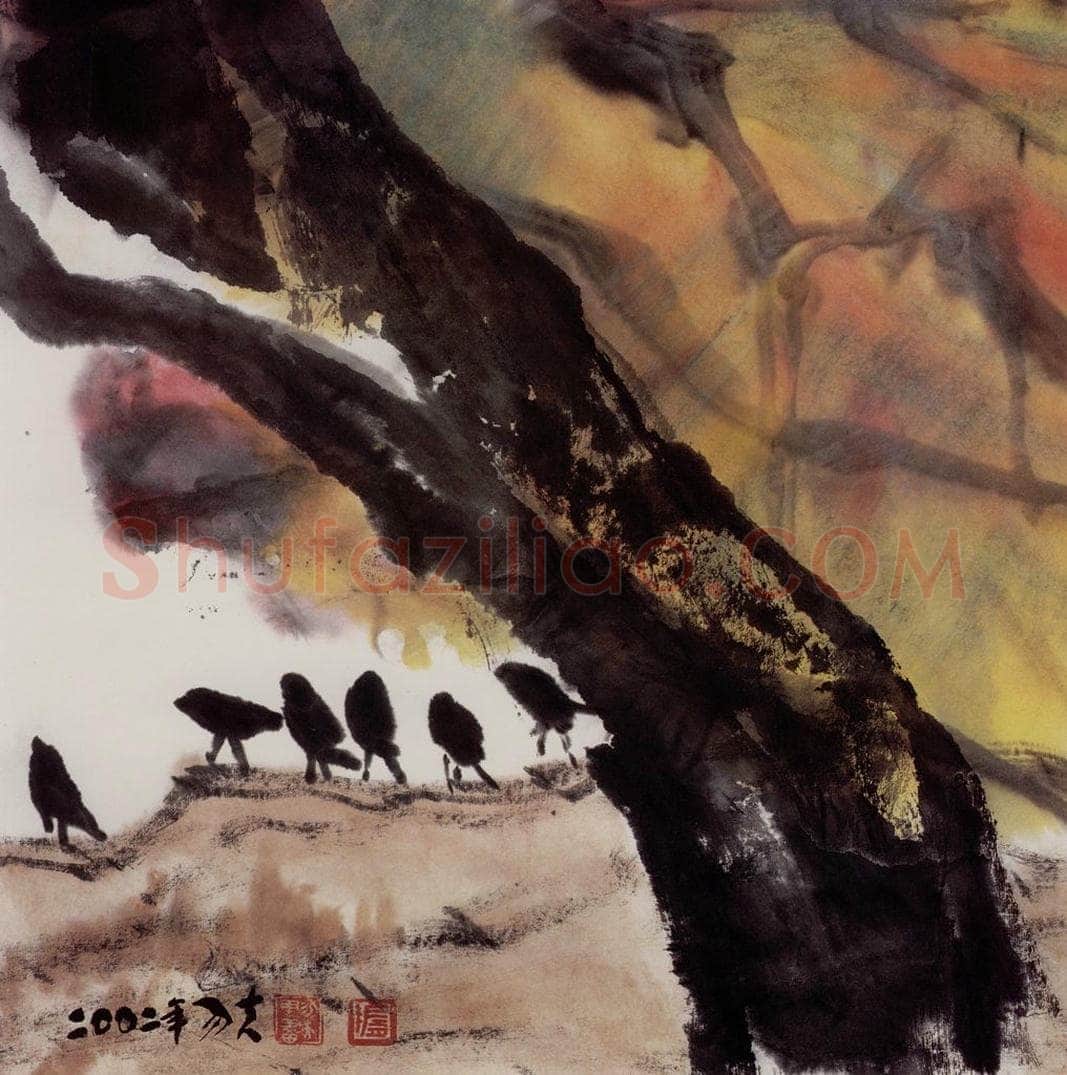 2002年 隋易夫 《霜叶秋声》 书画作品