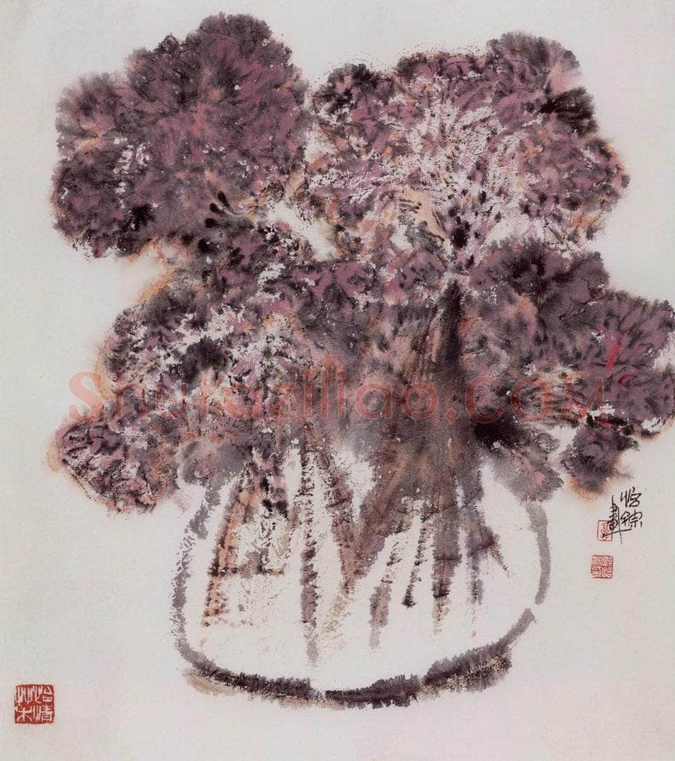 1988年 郭怡孮 《鸡冠花》 书画作品
