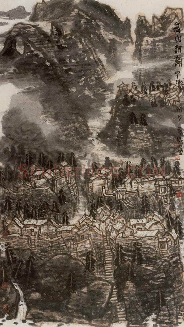2004年 李宝林 《高山村寨》 书画作品