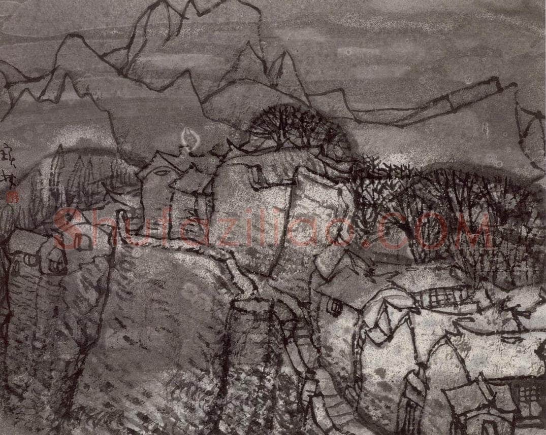 1986年 李宝林 《燕山村居》 书画作品