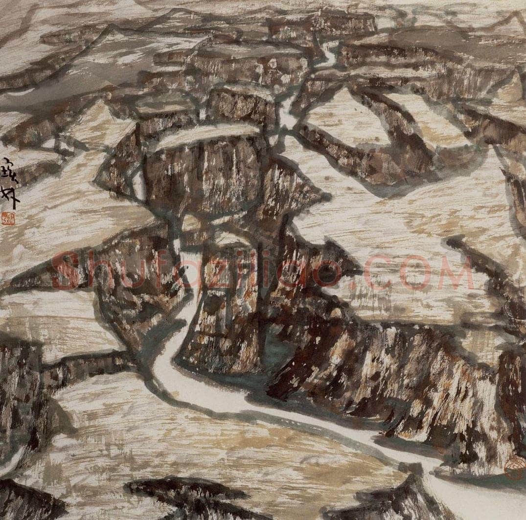 1988年 李宝林 《黄土高坡》 书画作品