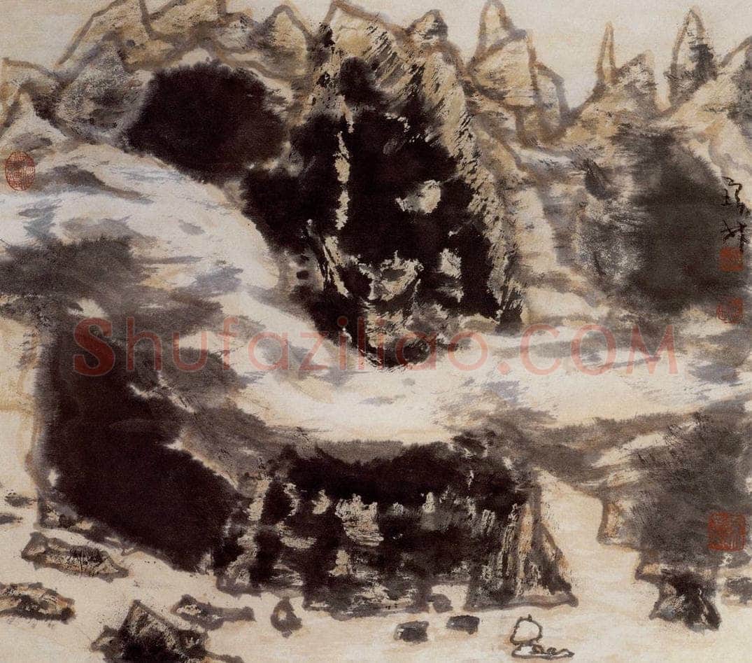 1995年 李宝林 《山水小品》 书画作品