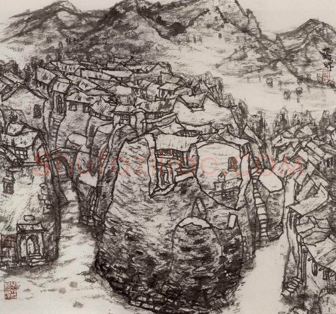 1999年 李宝林 《燕山村居图》 书画作品