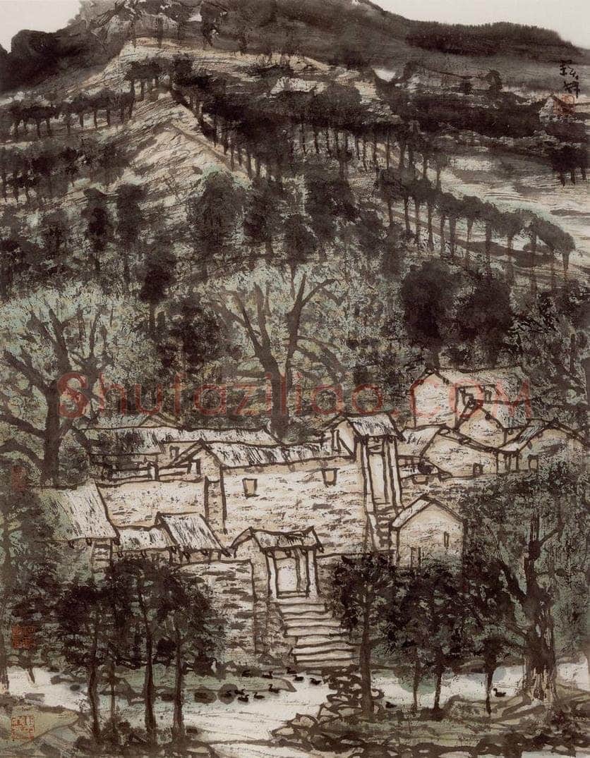 2001年 李宝林 《新县胡湾》 书画作品