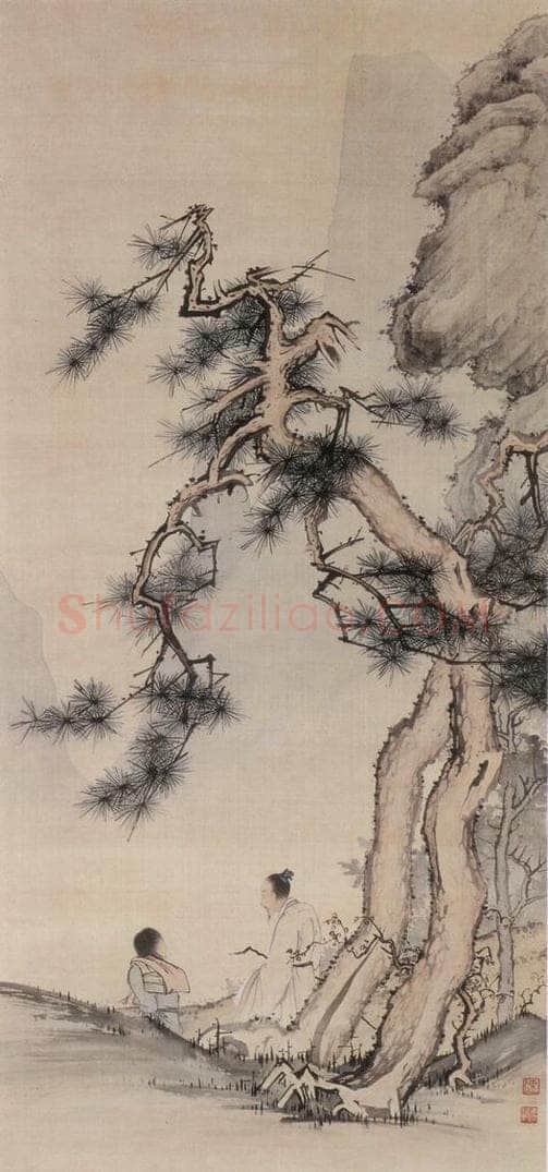 近现代 陈少梅 《松下问童子》 书画作品