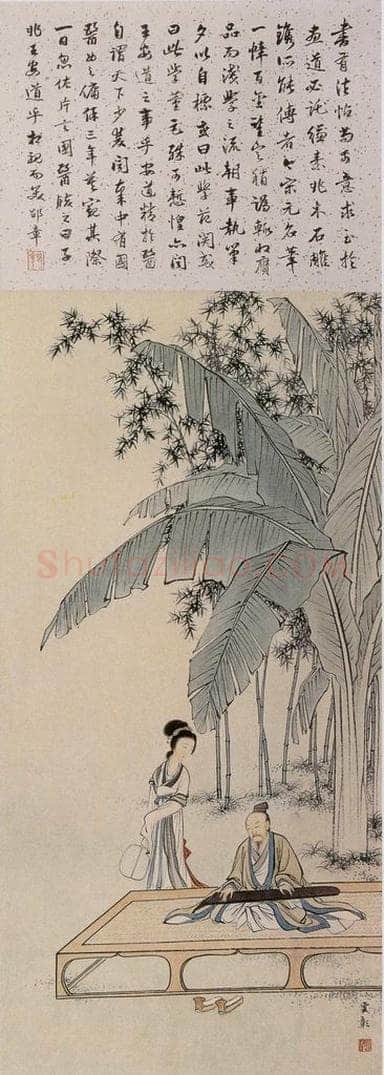 近现代 陈少梅 《蕉下听琴》 书画作品