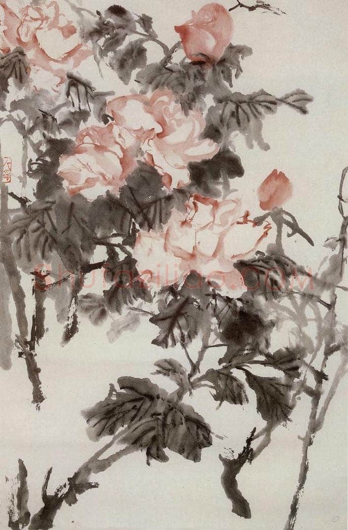 1959年 石鲁 《牡丹》 书画作品