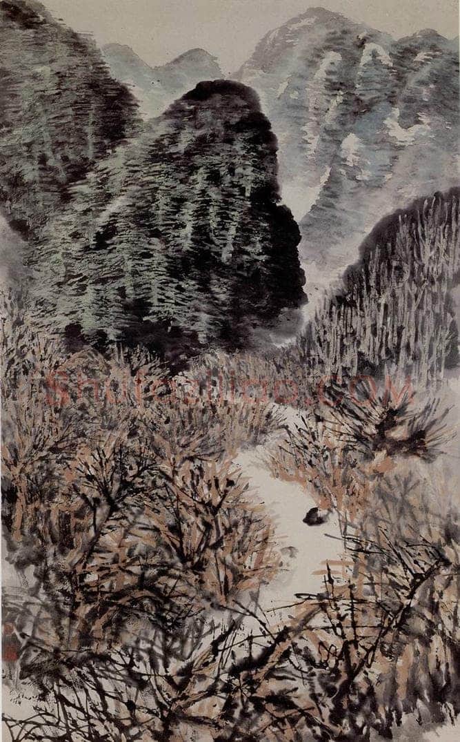 1961年 石鲁 《秦岭山麓》 书画作品