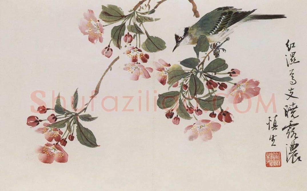 1957年 汪慎生 《花鸟册页》 书画作品