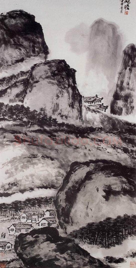 1992年 朱屺瞻 《墨色山水》 书画作品