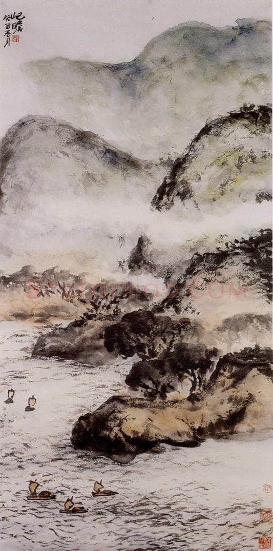 1993年 朱屺瞻 《无题山水》 书画作品