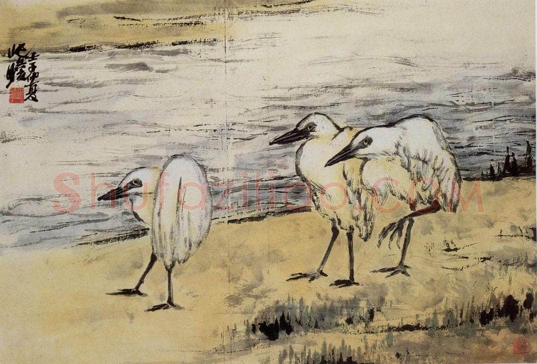 1972年 朱屺瞻 《花鸟册》 书画作品