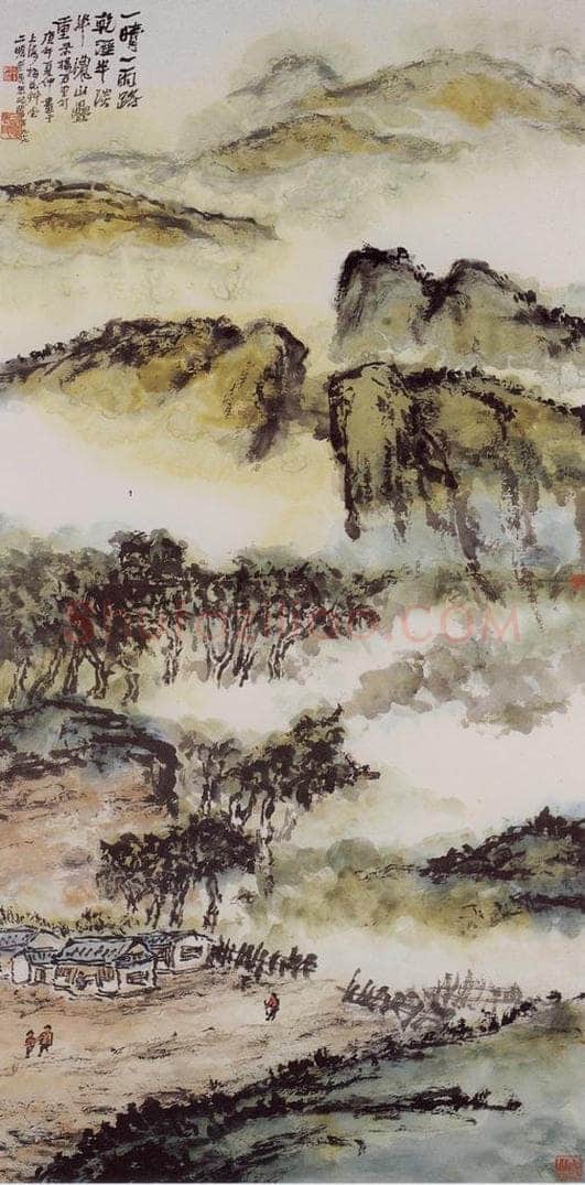 1990年 朱屺瞻 《一晴一雨路干湿》 书画作品