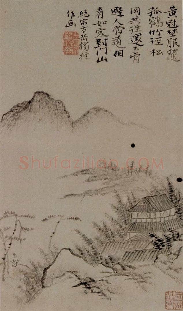 明末清初 石涛 竹径松岗图 书画作品