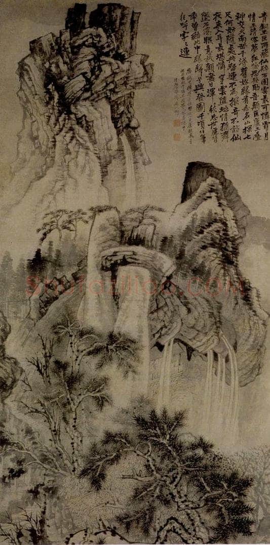 明末清初 石涛 东庐听泉图 书画作品