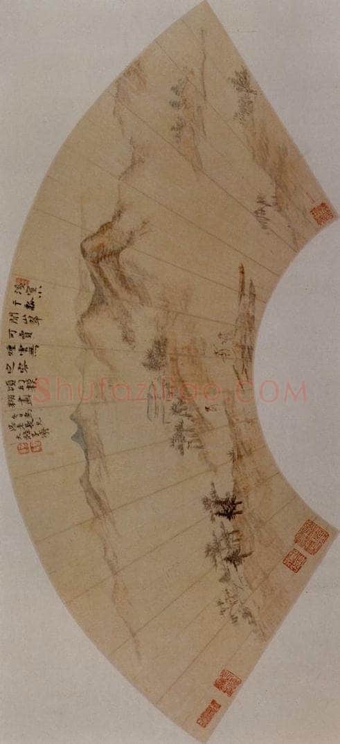 明末清初 石涛 烟云山色图 书画作品