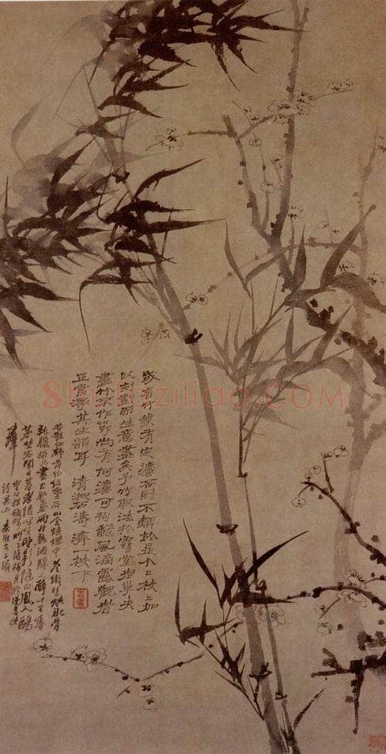 明末清初 石涛 灵台探梅 书画作品