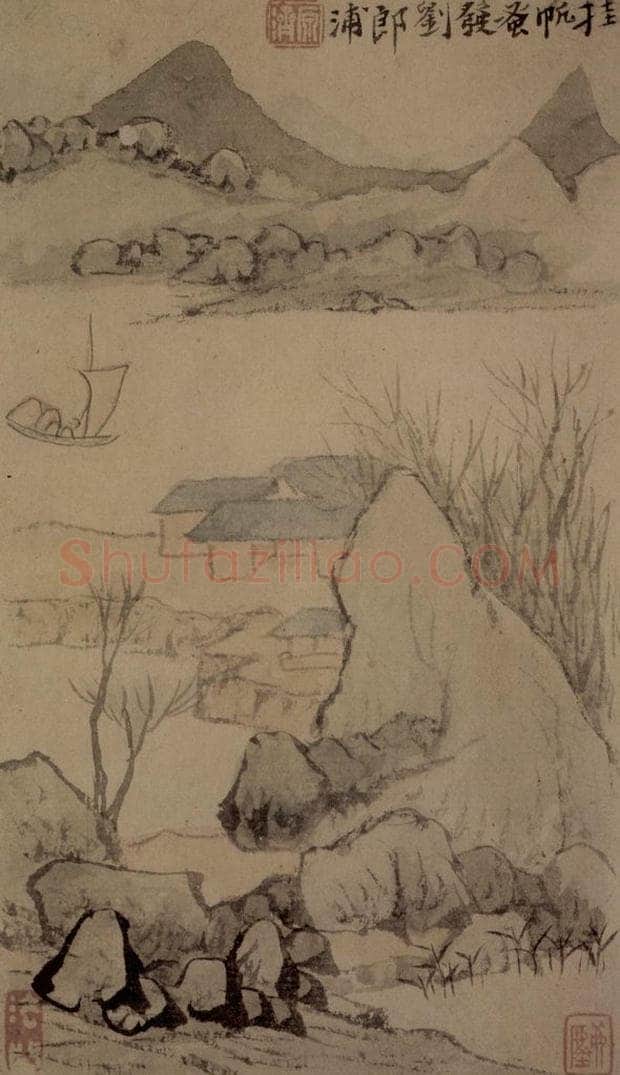 明末清初 石涛 山水7开 书画作品