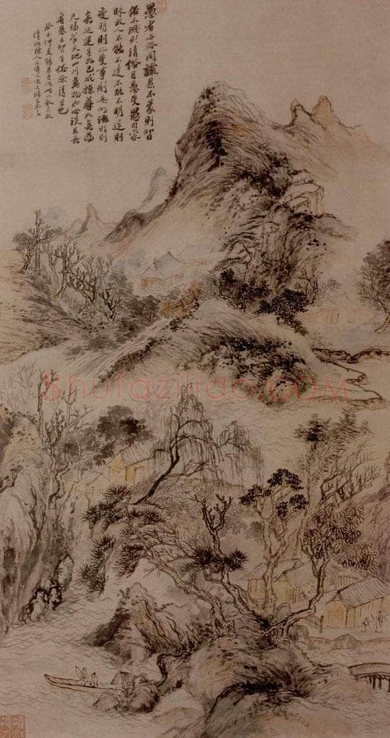 明末清初 石涛 浅绛山水 书画作品