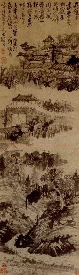 明末清初 石涛 郊行图 书画作品