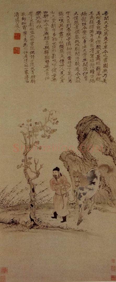 明末清初 石涛 人马图 书画作品